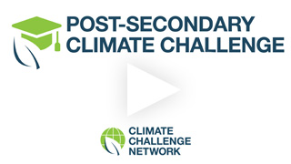 Image of the Post-Secondary Climate Challenge video play button for events.